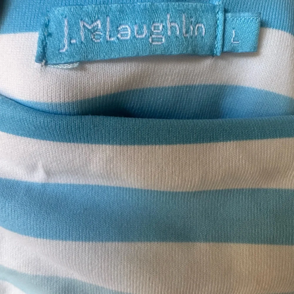 J. McLaughlin Blue & White Zig Zag Striped Athletic Skirt - Size Large - Coastal